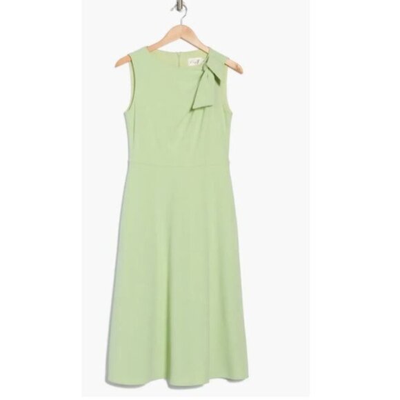 Eliza J Womens Light Green Sleeveless Fit Flare Bow Detail Midi Dress Sz 8 New - Picture 4 of 8